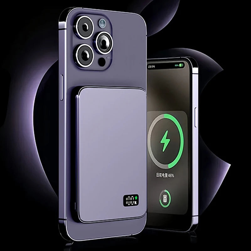 Ultra Thin Power Bank for MagSafe,Magnetic Wireless Fast Charging LED Display Portable Battery For iPhone, Samsung, Phone and Airpods