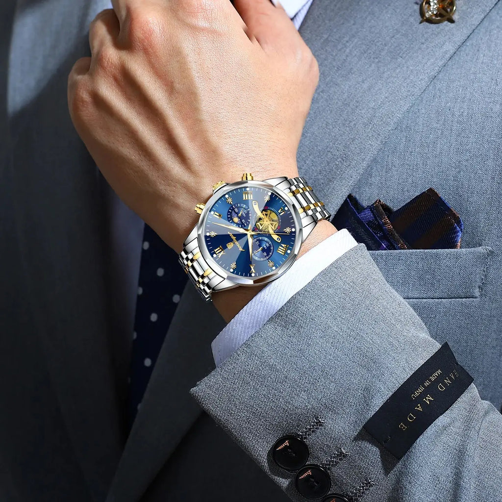 POEDAGAR Luxury Men Watch Top Original Waterproof Luminous Chronograph Man Wristwatch Stainless Steel Quartz Men's Watches