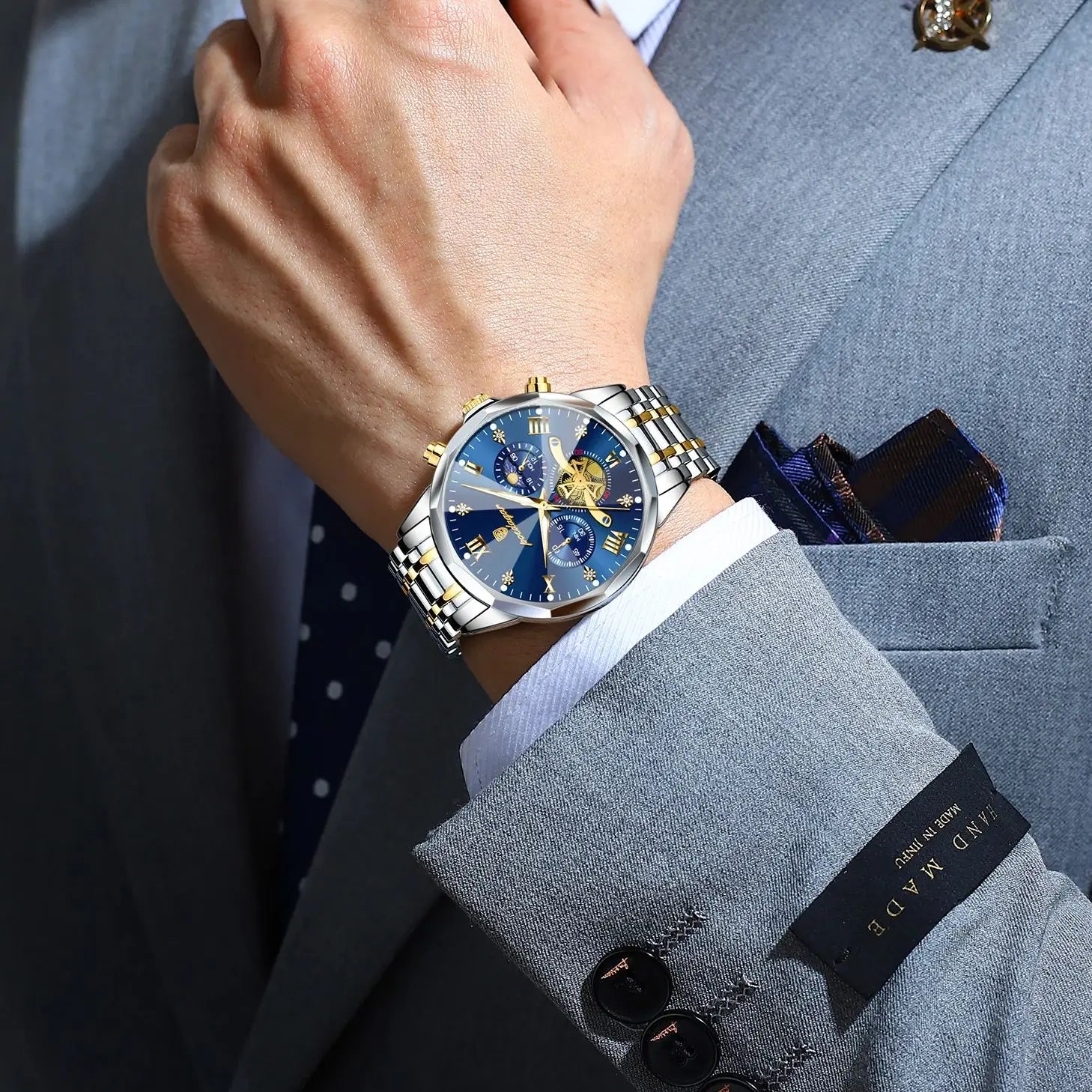 POEDAGAR Luxury Men Watch Top Original Waterproof Luminous Chronograph Man Wristwatch Stainless Steel Quartz Men's Watches