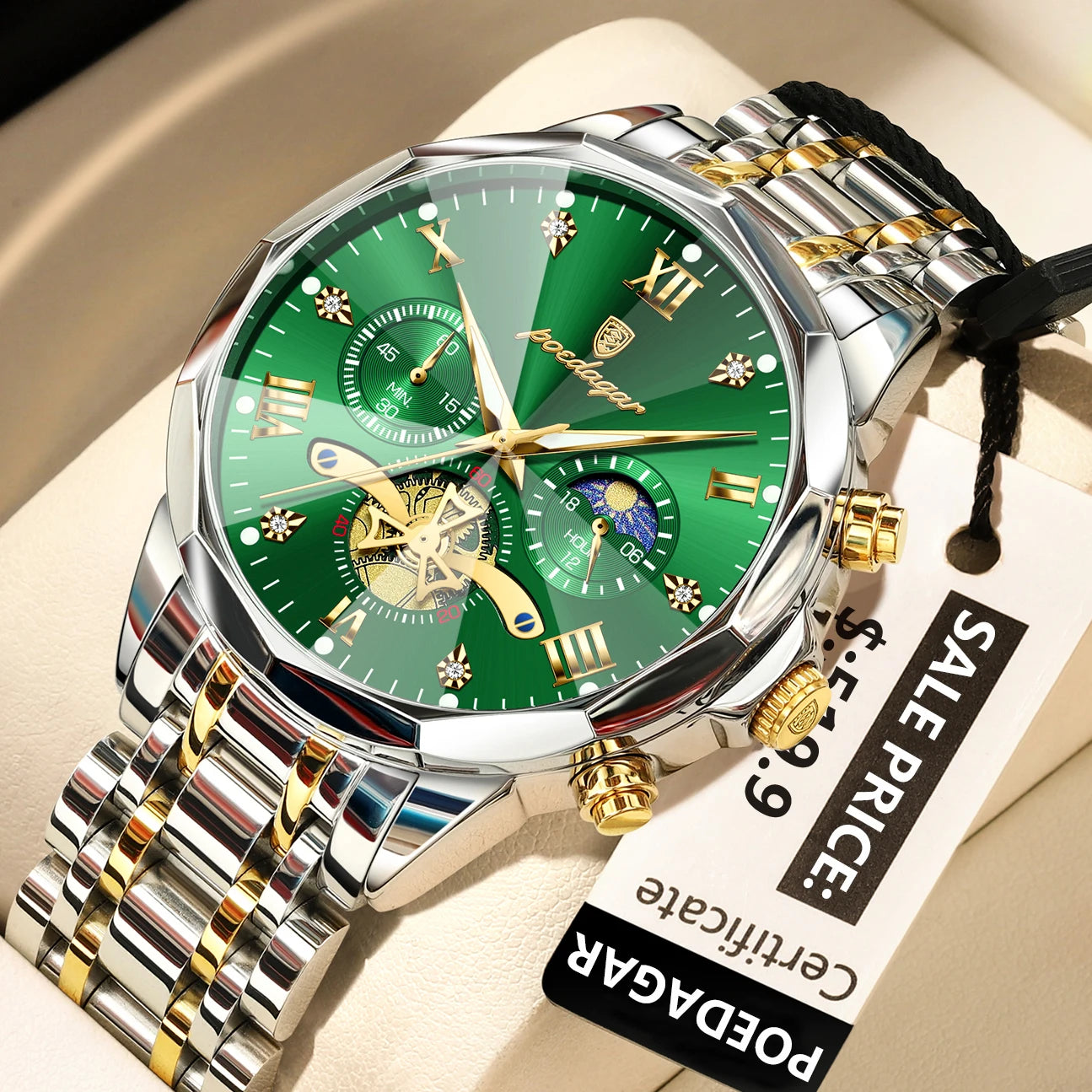 POEDAGAR Luxury Men Watch Top Original Waterproof Luminous Chronograph Man Wristwatch Stainless Steel Quartz Men's Watches
