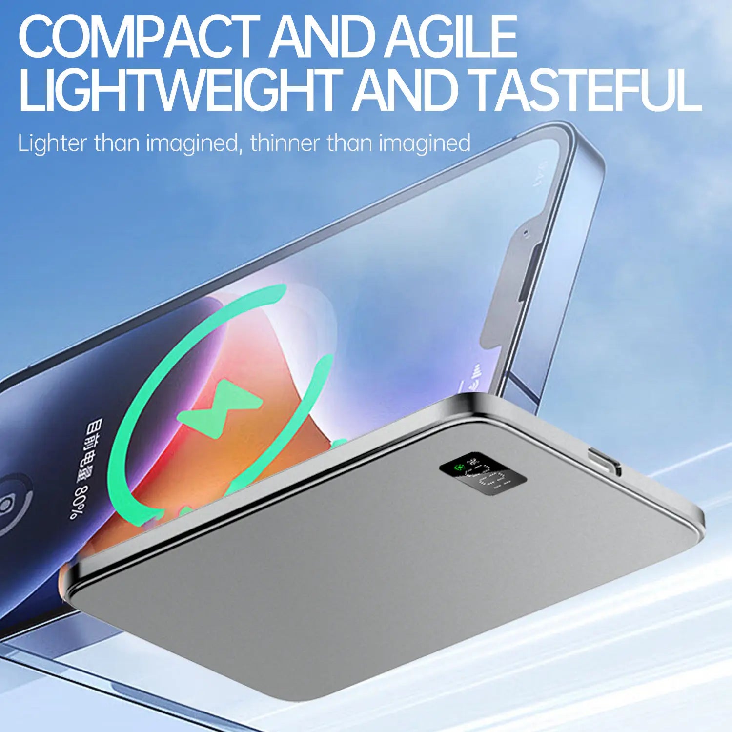Ultra Thin Power Bank for MagSafe,Magnetic Wireless Fast Charging LED Display Portable Battery For iPhone, Samsung, Phone and Airpods