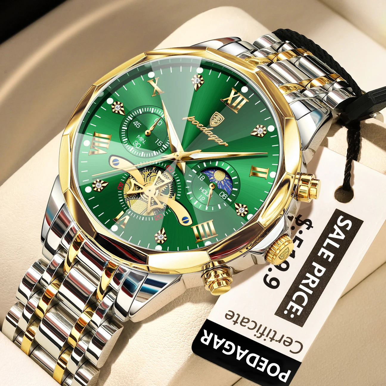 POEDAGAR Luxury Men Watch Top Original Waterproof Luminous Chronograph Man Wristwatch Stainless Steel Quartz Men's Watches